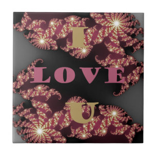 I Love You Cosmic Constellation Pattern Art Design Ceramic Tile