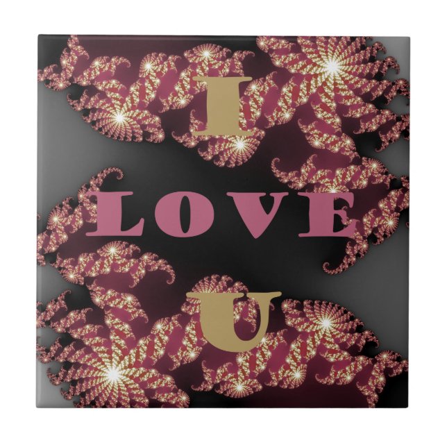 I Love You Cosmic Constellation Pattern Art Design Ceramic Tile (Front)