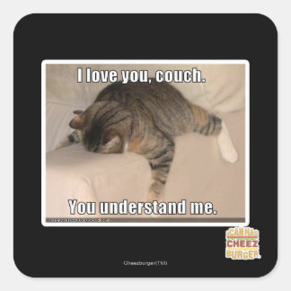 I love you, couch. square sticker