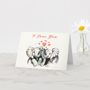 I Love You Couple Elephant Valentine's Day Card