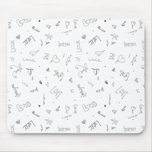 i love you custom doodles mouse pad