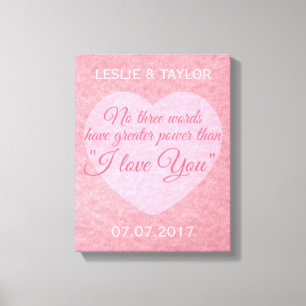 “I LOVE YOU” custom names & date canvas print