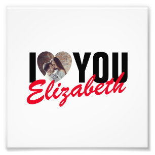 I Love You Custom Photo Heart and Name Print