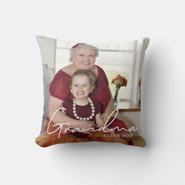 I love You Custom Photo Personalised Grandma Cushion (Front)