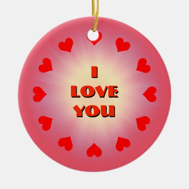 I love you (customisable) ceramic ornament (Front)