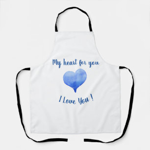 I Love You Cute Blue Heart Valentine's Day Apron