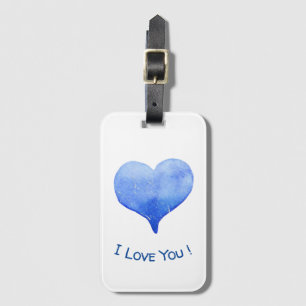 I Love You Cute Blue Heart Valentine's Day Luggage Tag