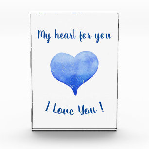 I Love You Cute Blue Heart Valentine's Day    Photo Block