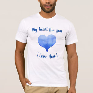 I Love You Cute Blue Heart Valentine's Day   T-Shirt