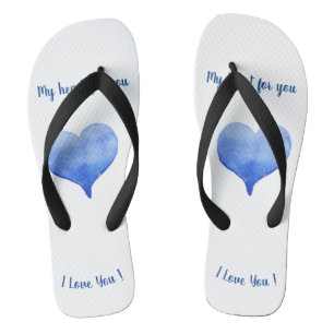I Love You Cute Blue Heart Valentine's Day    Thongs