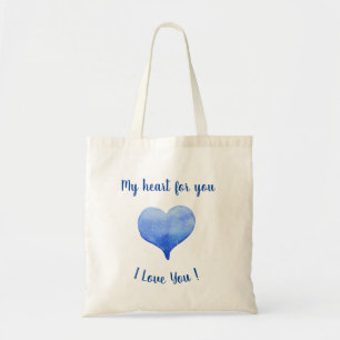 I Love You Cute Blue Heart Valentine's Day   Tote Bag