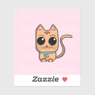 I Love You, Cute Caramel Cat Illustration Art Prin