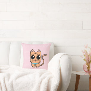 I Love You, Cute Caramel Cat Illustration Art Prin Cushion