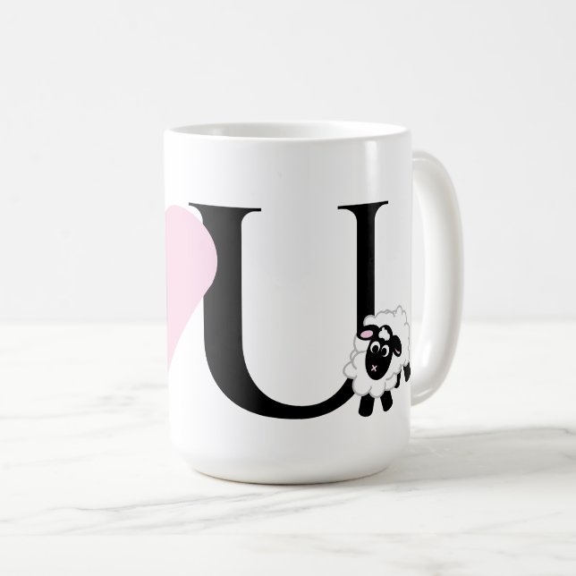I love You Cute Cartoon Sheep  Coffee Mug (Front Right)