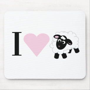I love you cute cartoon sheep mouse pad