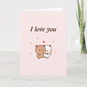 I Love You, Cute couple cartoon Card