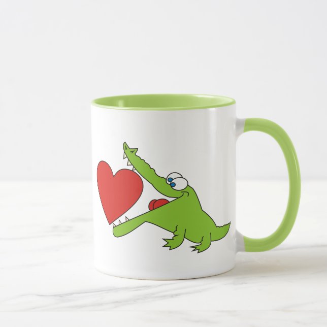 I love you, Cute Crocodile with a Heart Mug (Right)