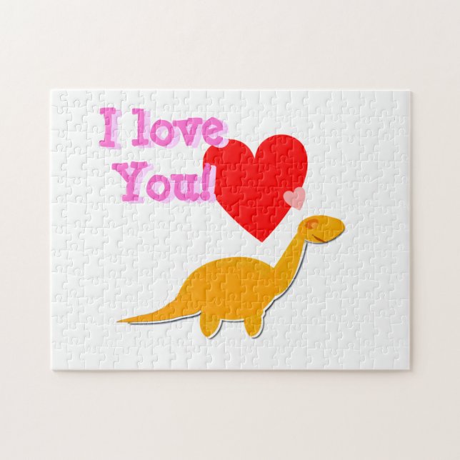 I Love You Cute Dinosaur Valentine Puzzle (Horizontal)