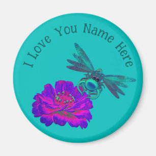 I Love You Cute Dragonfly Personalised Magnet