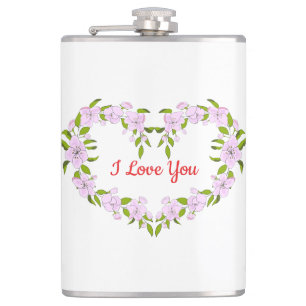 I love you Cute flowers Hip Flask