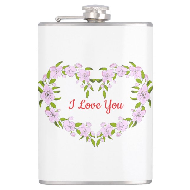 I love  you  Cute flowers Hip Flask (Front)