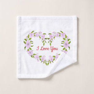 I love  you  Cute flowers Wash Cloth