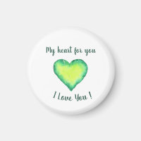 I Love You Cute Green and Blue Heart Birthday    