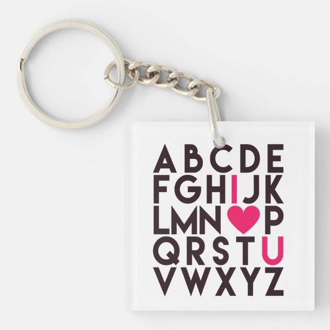 I LOVE YOU - Cute Romantic Alphabet Key Ring (Front)