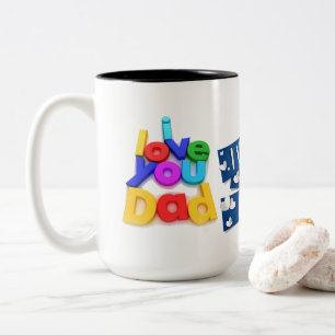 I Love You Dad Colourful 3D Letter Two-Tone Coffee Mug