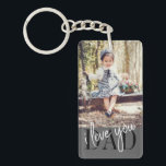 I Love You Dad Custom Photo Key Ring<br><div class="desc">Trendy personalized photo key ring features single photo and '' I love you Dad '' script in modern lettering. Perfect as a gift for dads,  fathers dad,  dads birthday etc.</div>