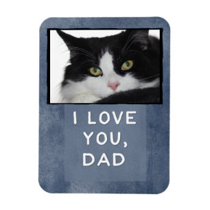 I Love You, Dad Dark Blue Custom Cat Photo Magnet