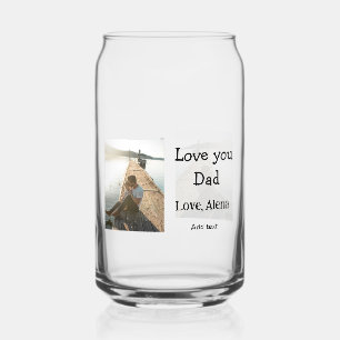 I love you dad father's day elegant add photo text can glass