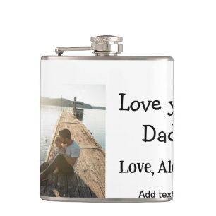 I love you dad father's day elegant add photo text hip flask