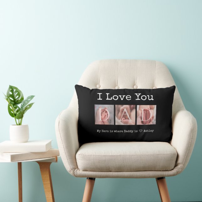 I Love You Dad Keepsake Multi Photo Lumbar Cushion (Chair)