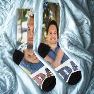 I Love You Dad Quote Two Father & Kids Photos Socks
