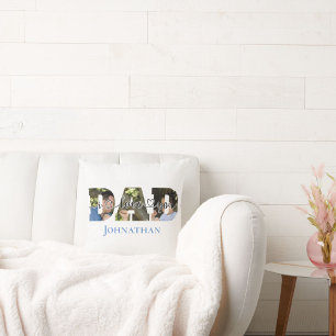 I Love You DAD Script Typography Papa & Son Photo  Cushion