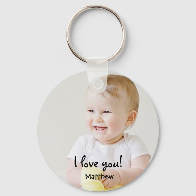 I love you daddy Custom Baby Photo 1st birthday Key Ring (Front)