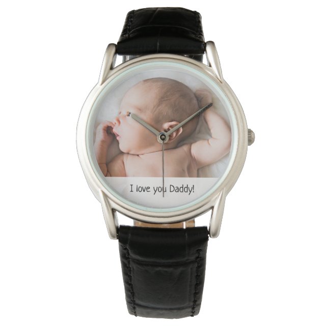 I love you daddy custom baby photo father's day watch (Front)