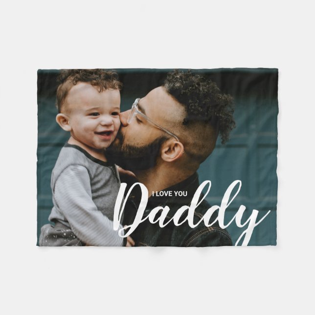 I Love You Daddy Custom Photo Fleece Blanket (Front (Horizontal))