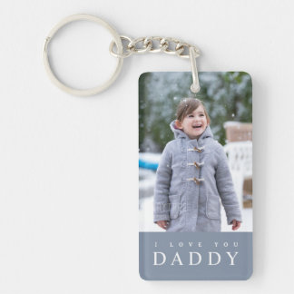 I Love You Daddy Modern Blue Kids 2 Photo  Key Ring