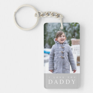 I Love You Daddy Modern Grey 2 Photo Key Ring