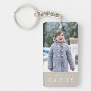 I Love You Daddy Modern Taupe 2 Photo Key Ring