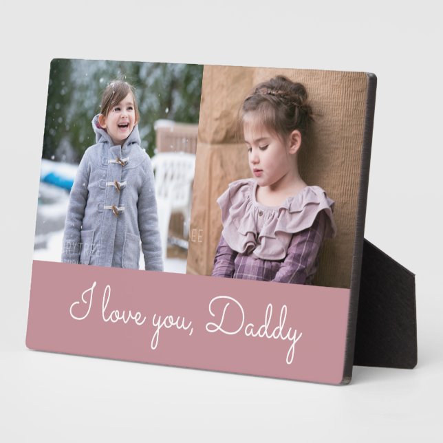 I Love You Daddy Script 2 Photo Collage Plaque (Side)
