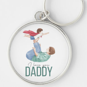I Love You Daddy Superhero Father and Child Keycha Key Ring