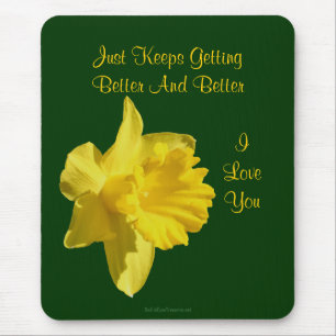 I Love You Daffodil Flower Photo Mousepad