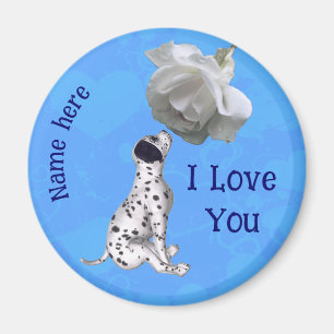 I Love You Dalmatian Puppy Rose Personalised Magnet