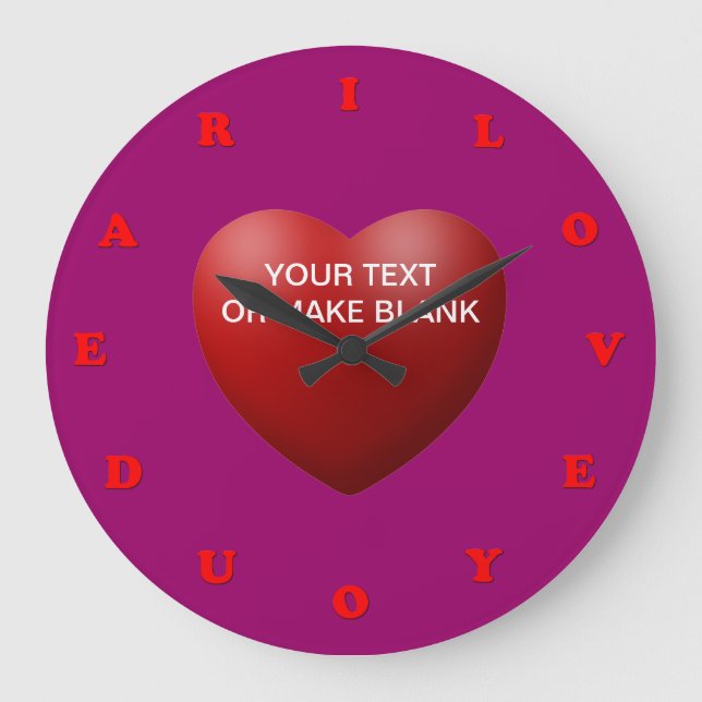 i love you dear large clock (Front)