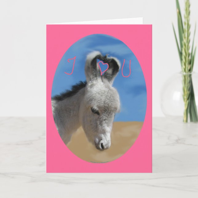 I Love You Donkey Holiday Card (Front)