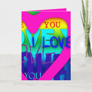 I Love You Electric Colours Pop Art V Greeting car Holiday Card