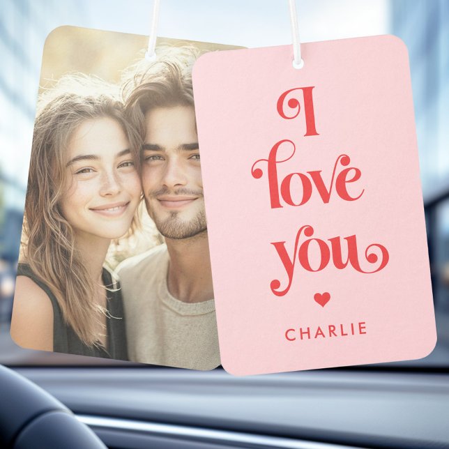I love you elegant retro red pink Valentine's day Car Air Freshener (I love you elegant retro red pink Valentine's day Air Freshener)